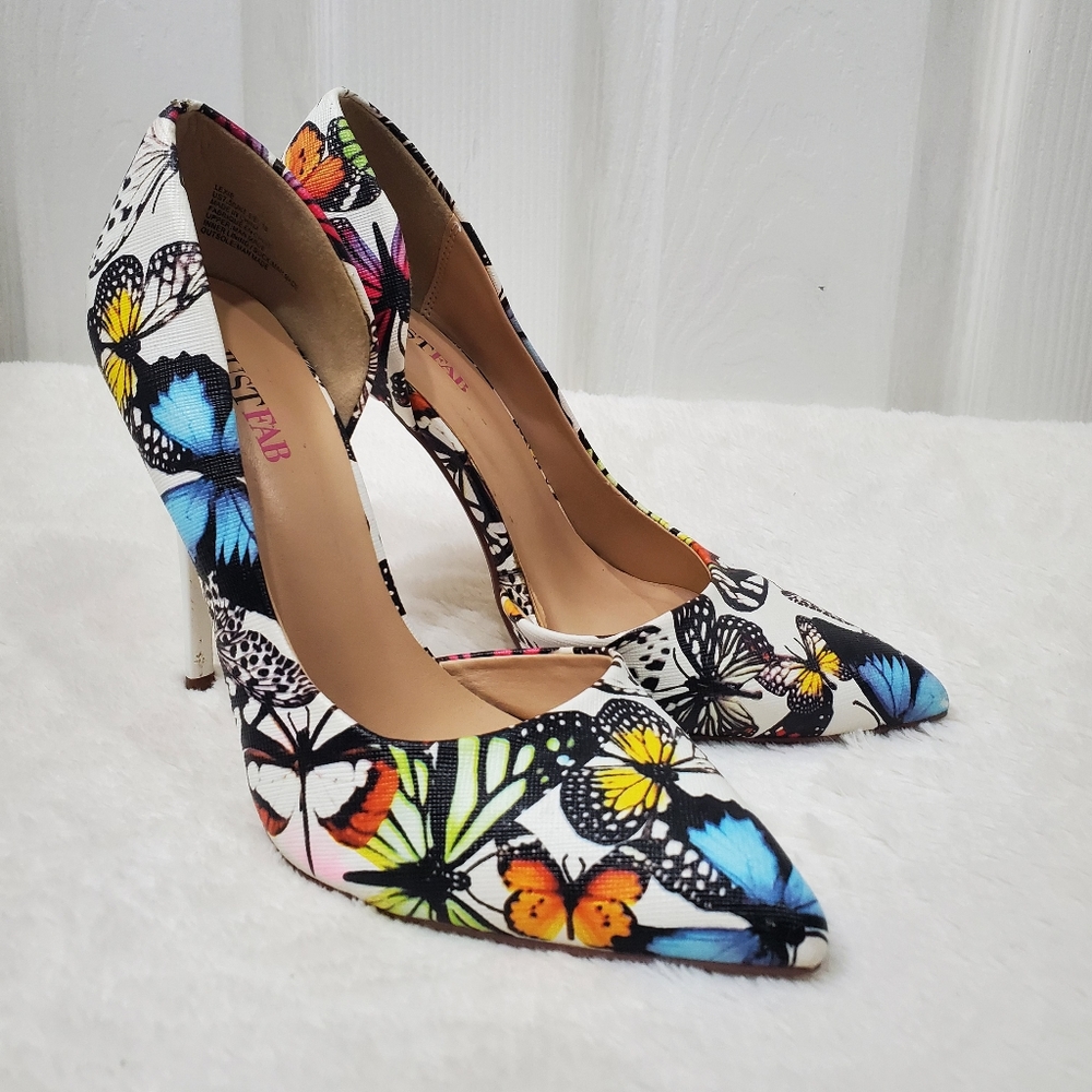 Justfab butterfly heels lexie pointed toe white
